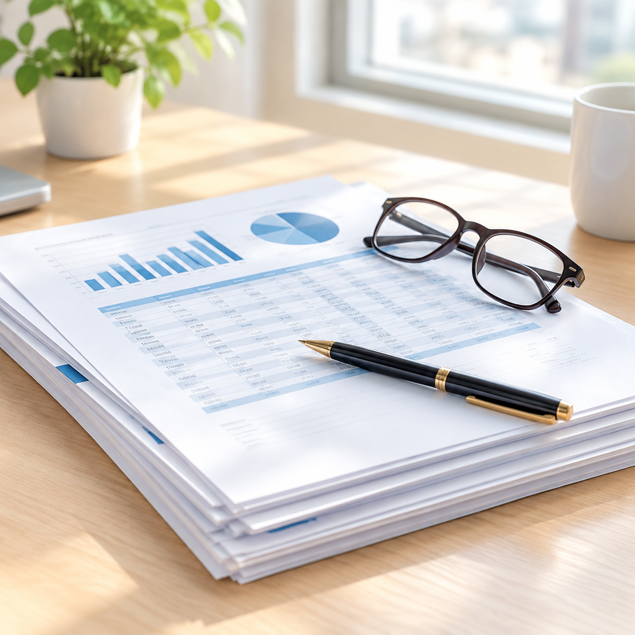 Balance sheet and financial statements prepared for review